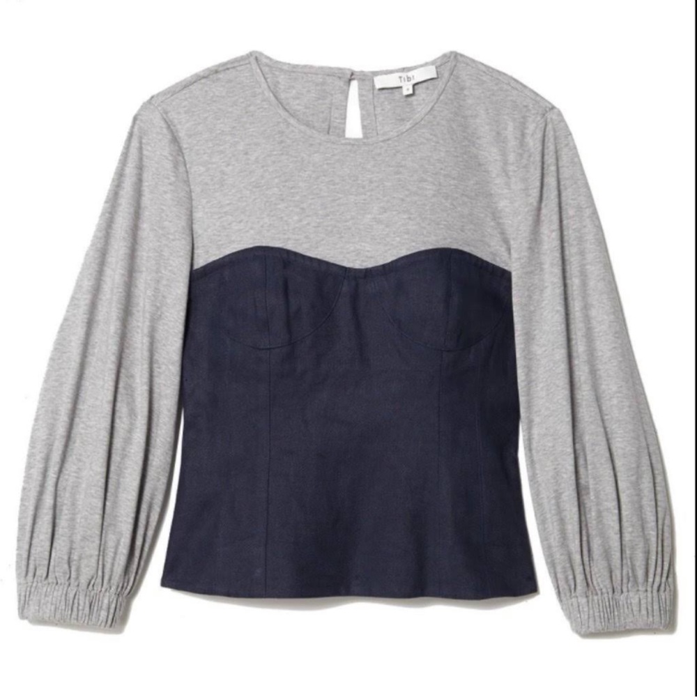 TIBI Hessian Linen Corset Bustier Top